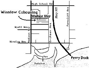 map of area surrounding Winslow Cohousing